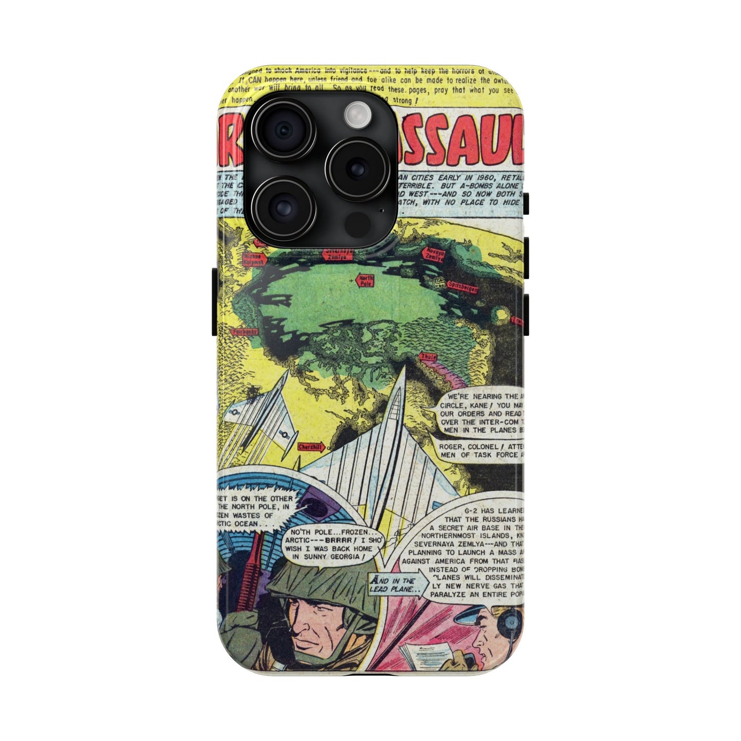 Vintage Atomic Warfare Comic Page Rugged Phone Cases - Old School Male 