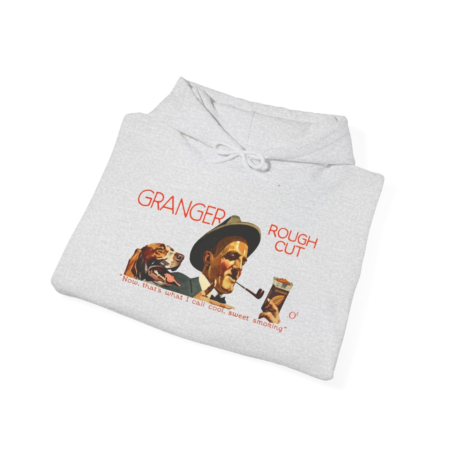 Vintage Granger Rough Cut Tobacco Ad Hoodie - Cozy Cotton-Polyester Blend with Kangaroo Pocket