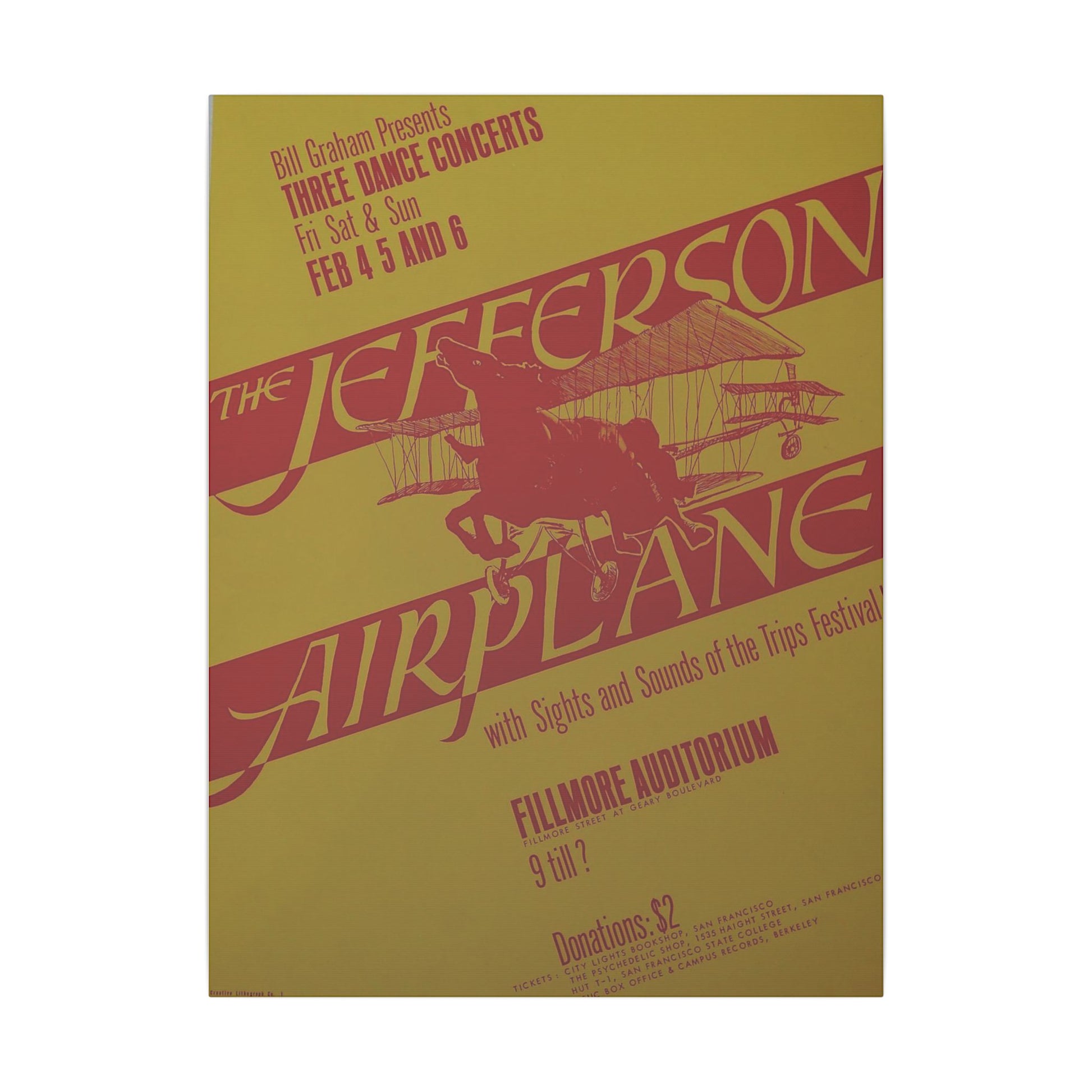 Retro Jefferson Airplane Concert Poster on Canvas - Old School Male 