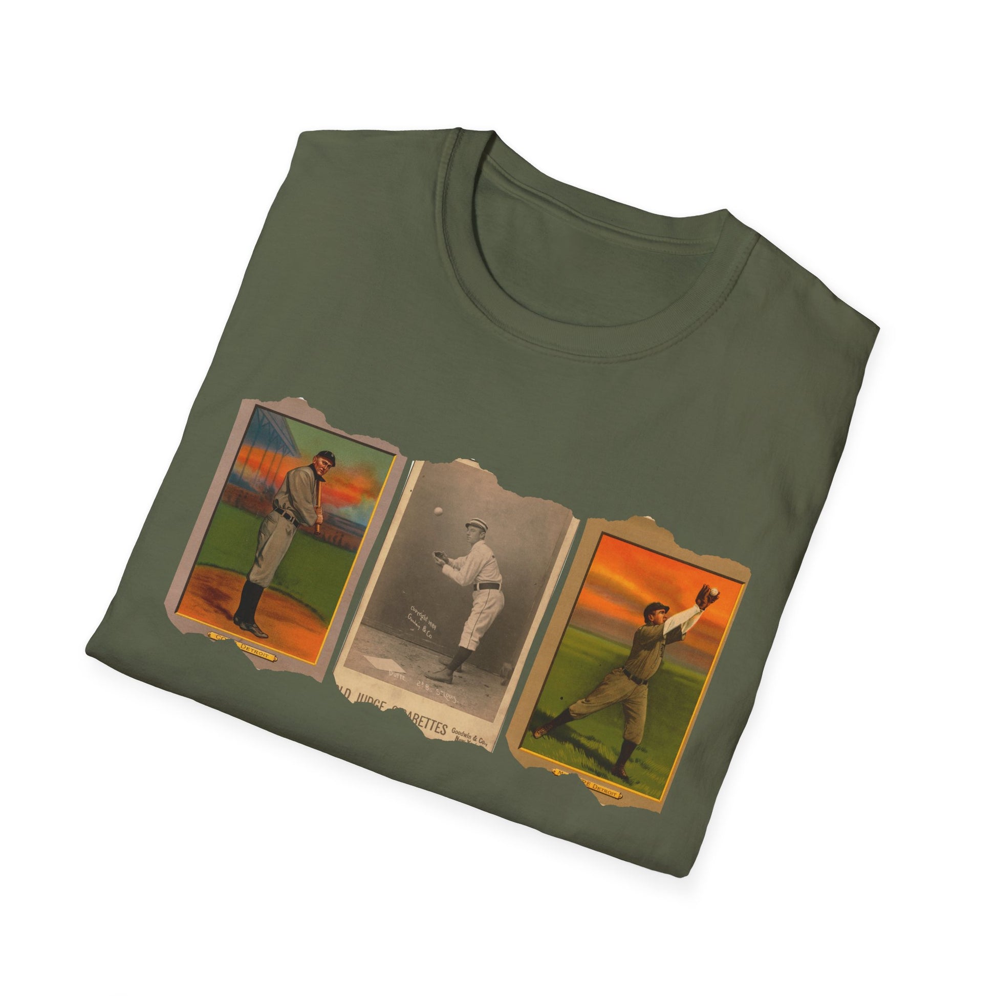 Retro Baseball Card Graphic Unisex Softstyle Tee - Old School Male 