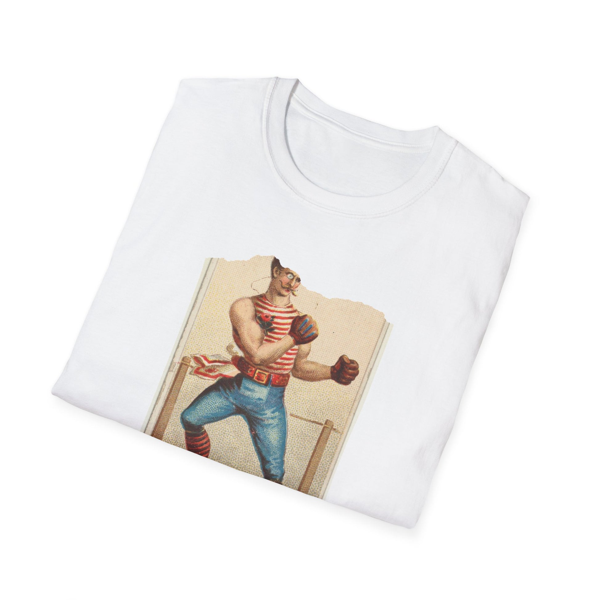 Retro Boxer Pose Unisex Softstyle Tee - Old School Male 