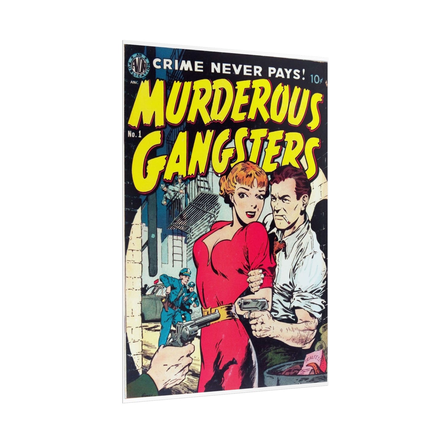 Retro Murderous Gangsters Comic Book Cover Rolled Poster