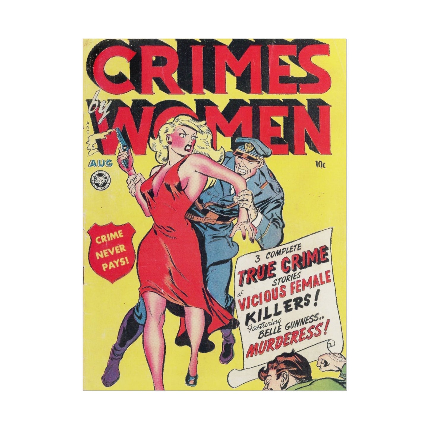 Retro Crimes By Women Comic Book Cover Poster - Old School Male 