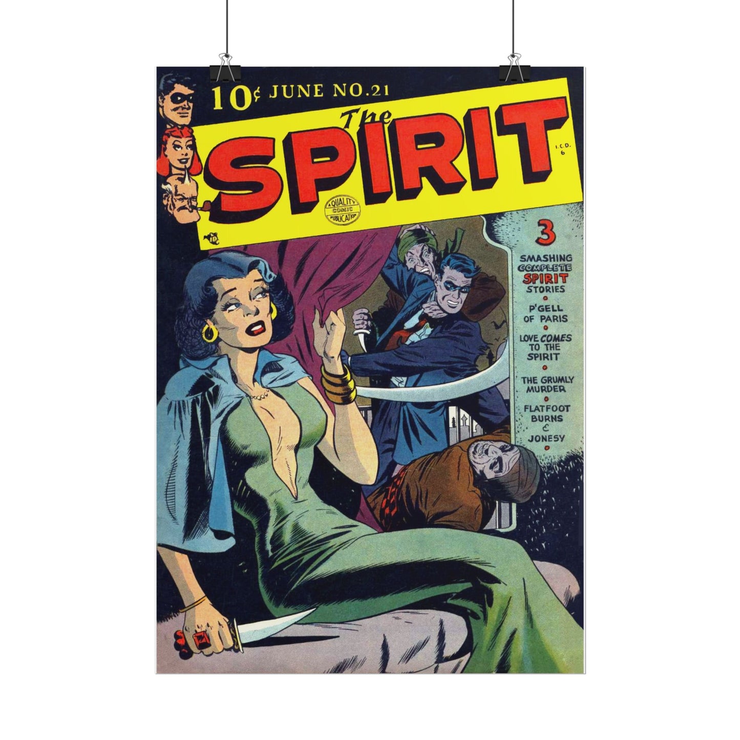 Retro June No 21 The Spirit Comic Book Cover Poster