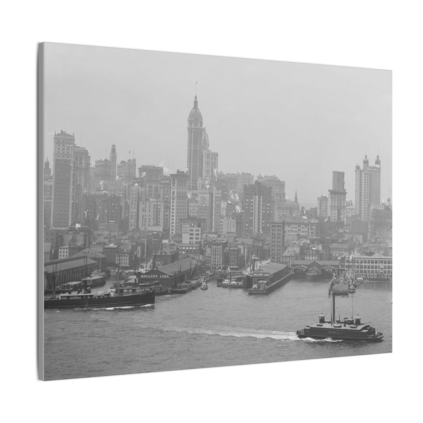 Vintage NYC Harbor Photo Canvas Print - Old School Male 