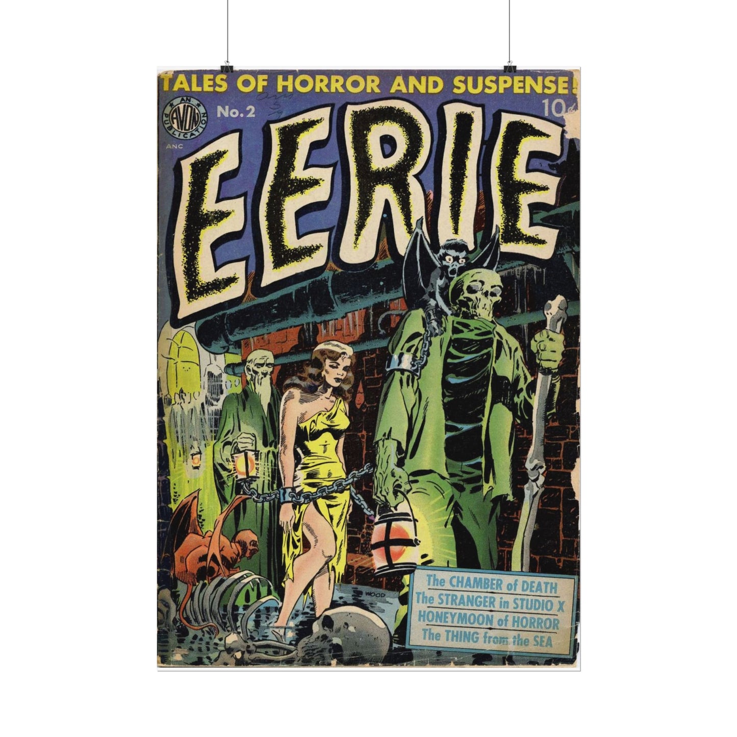 Retro Avon Publications EERIE Number 2 Comic Book Cover Poster - Old School Male 