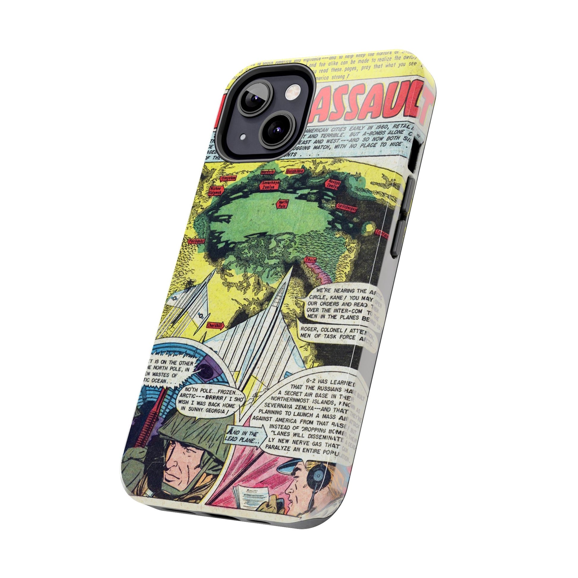 Vintage Atomic Warfare Comic Page Rugged Phone Cases - Old School Male 