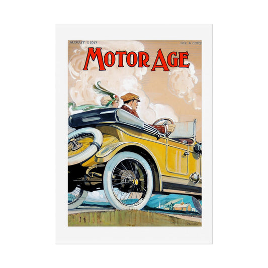 Vintage Motor Age Magazine Poster, Retro Rolled Posters, Car Enthusiast Gift, Garage Decor, Automobile Wall Art, Nostalgic Print - Old School Male 