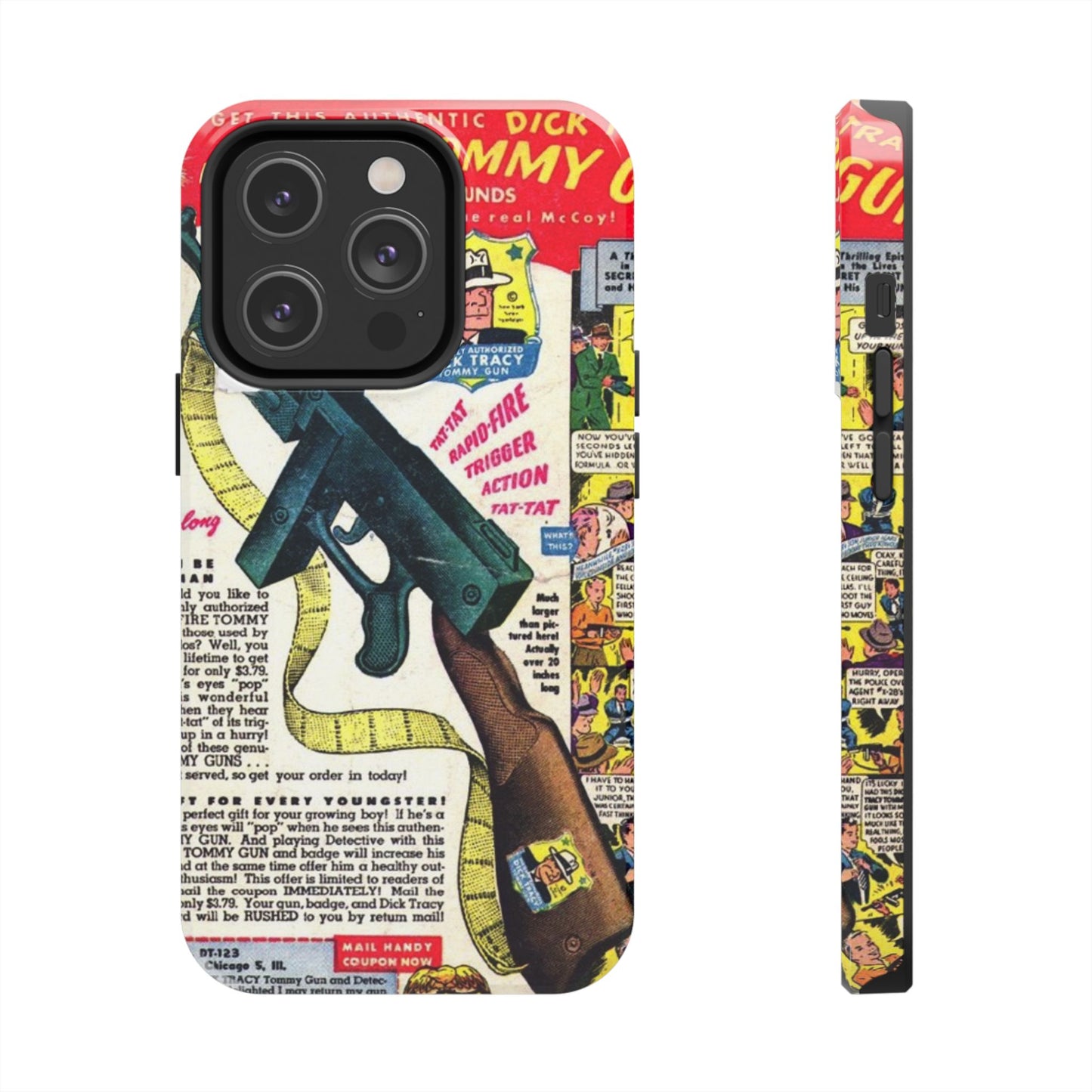 Dick Tracy Tommy Gun Vintage-Inspired Tough Phone Cases - Old School Male 