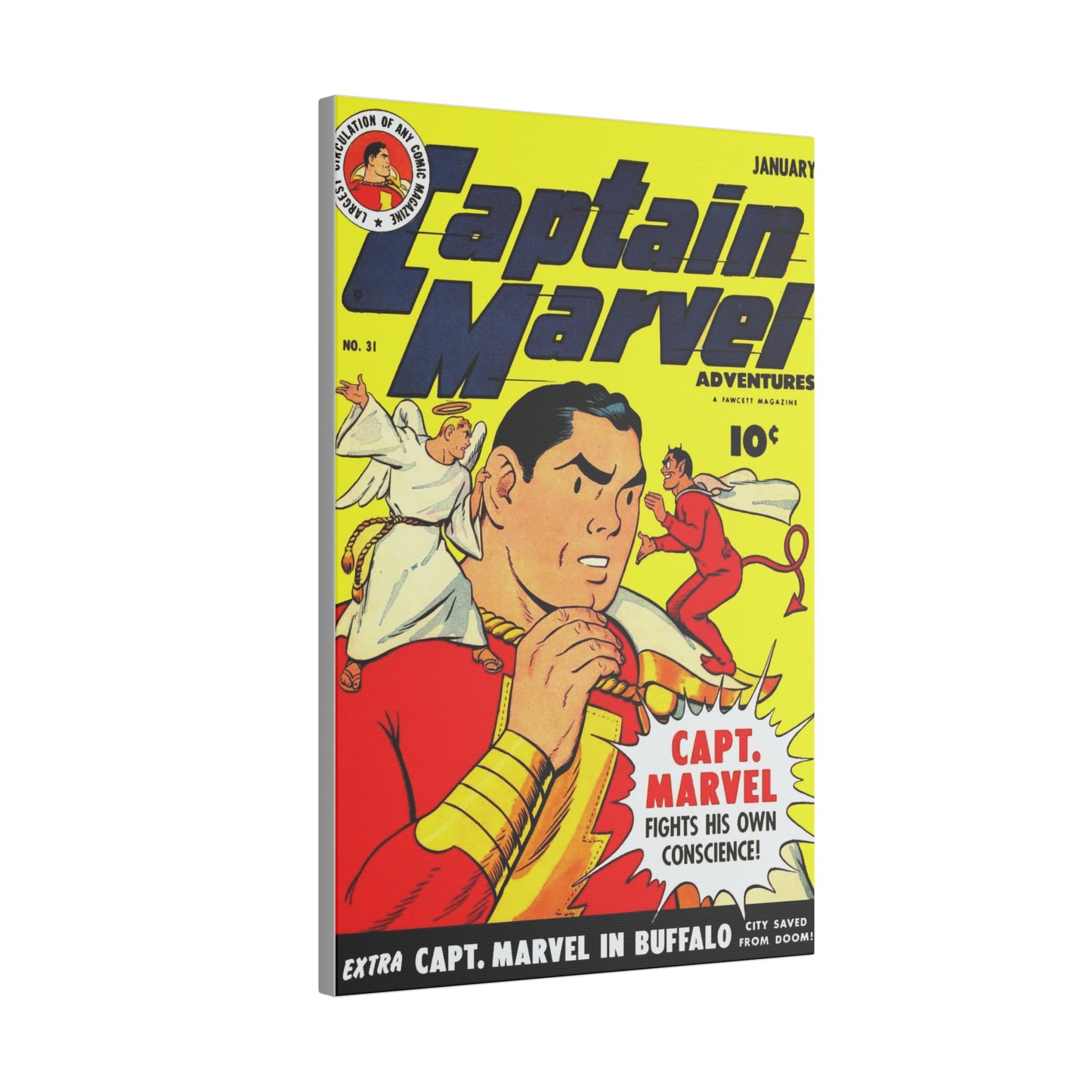 Vintage Captain Marvel Canvas Art - Nostalgic Comic Cover Print