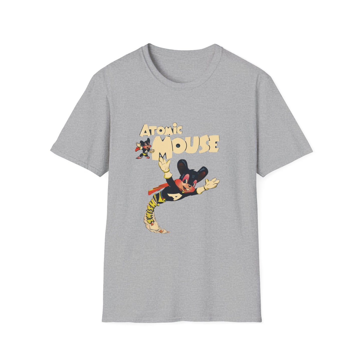 Retro Atomic Mouse Fun Graphic Tees - 100% Cotton Classic Fit T-Shirt for Casual Style