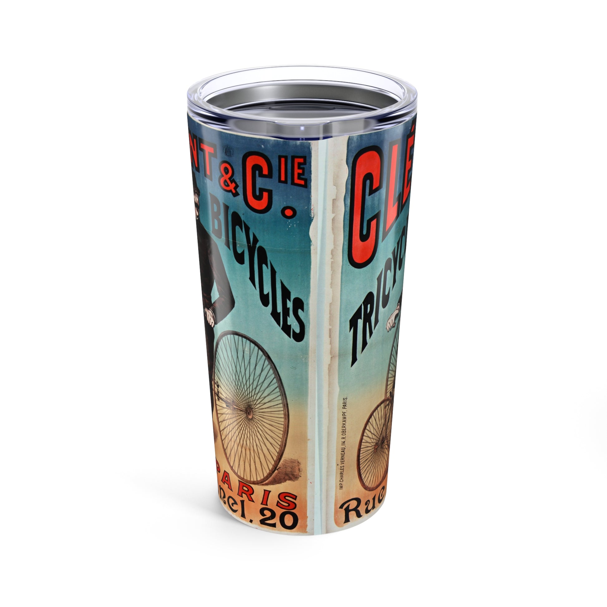 Vintage Bicycle Advertising Tumbler - 20oz Retro Drinkware - Old School Male 