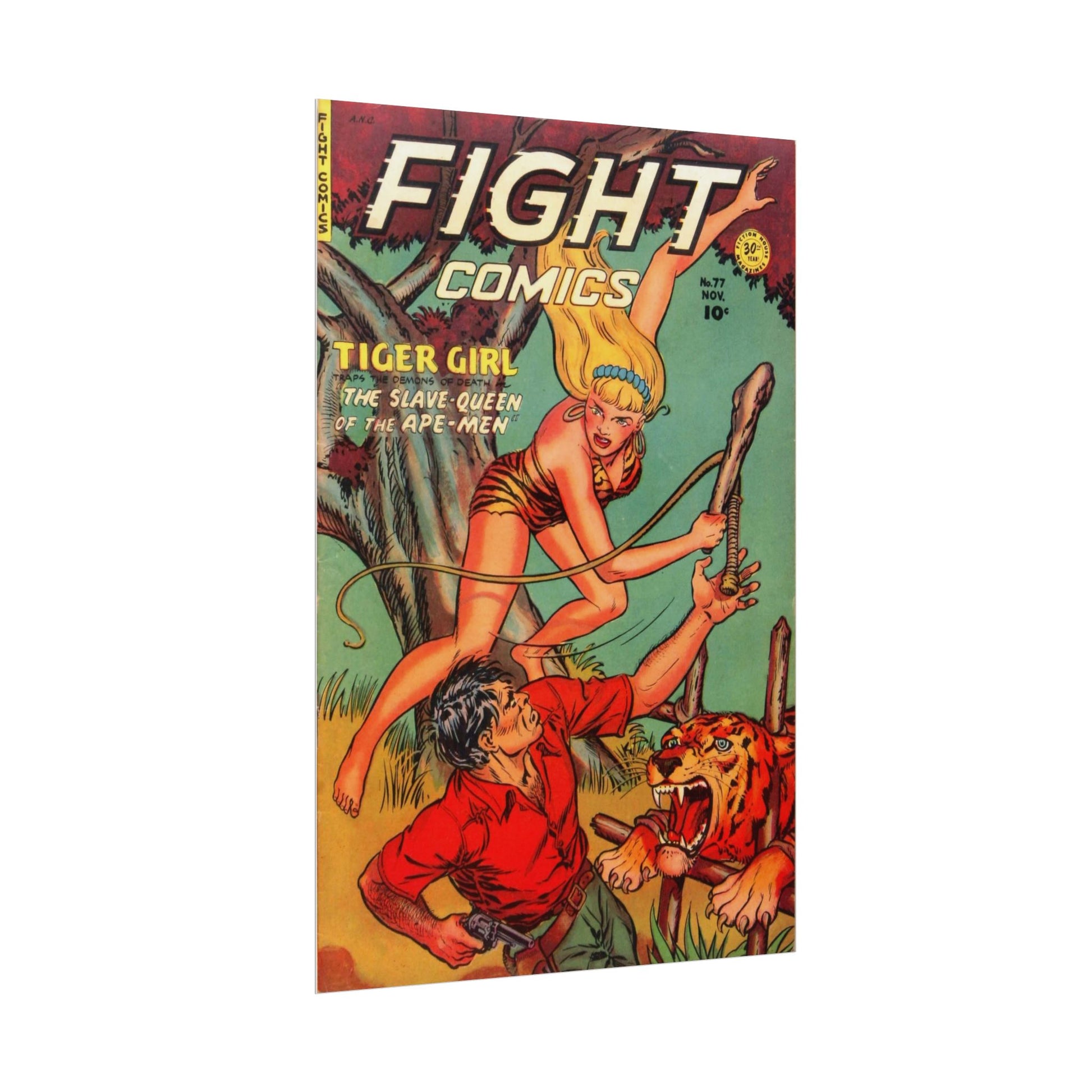 Vintage Fight Comics Rolled Poster - Old School Male 