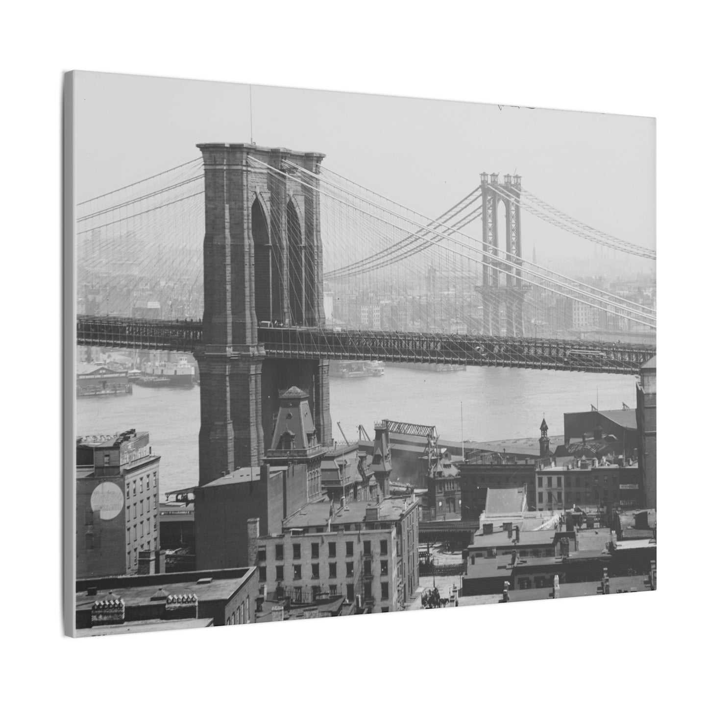 NYC Skyline with the Brooklyn Bridge Canvas Wall Art - Old School Male 