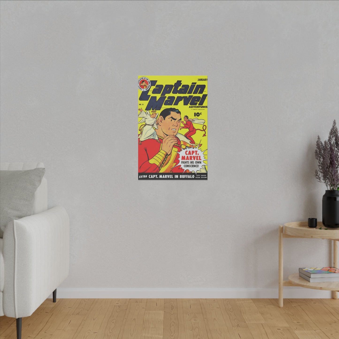 Vintage Captain Marvel Canvas Art - Nostalgic Comic Cover Print