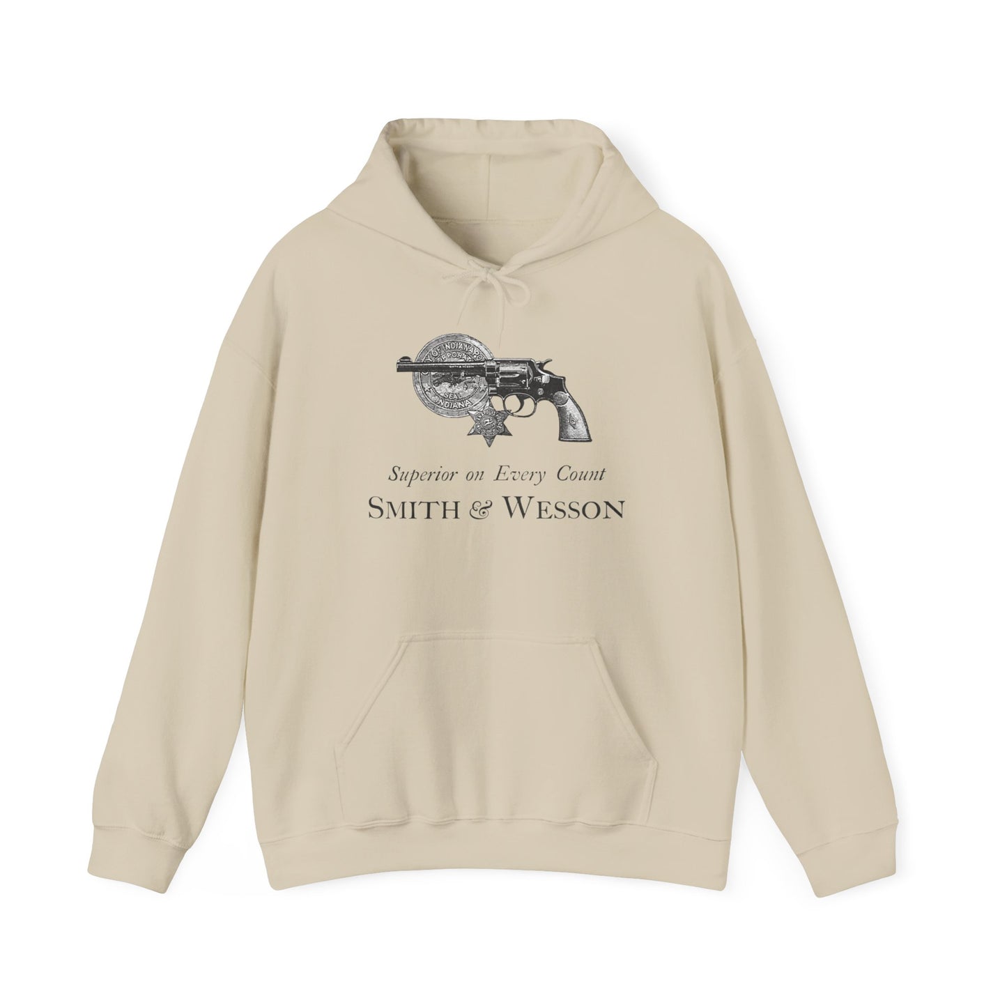 Vintage Smith and Wesson Hoodie - Cozy Ad Design with Kangaroo Pocket & Custom Fit