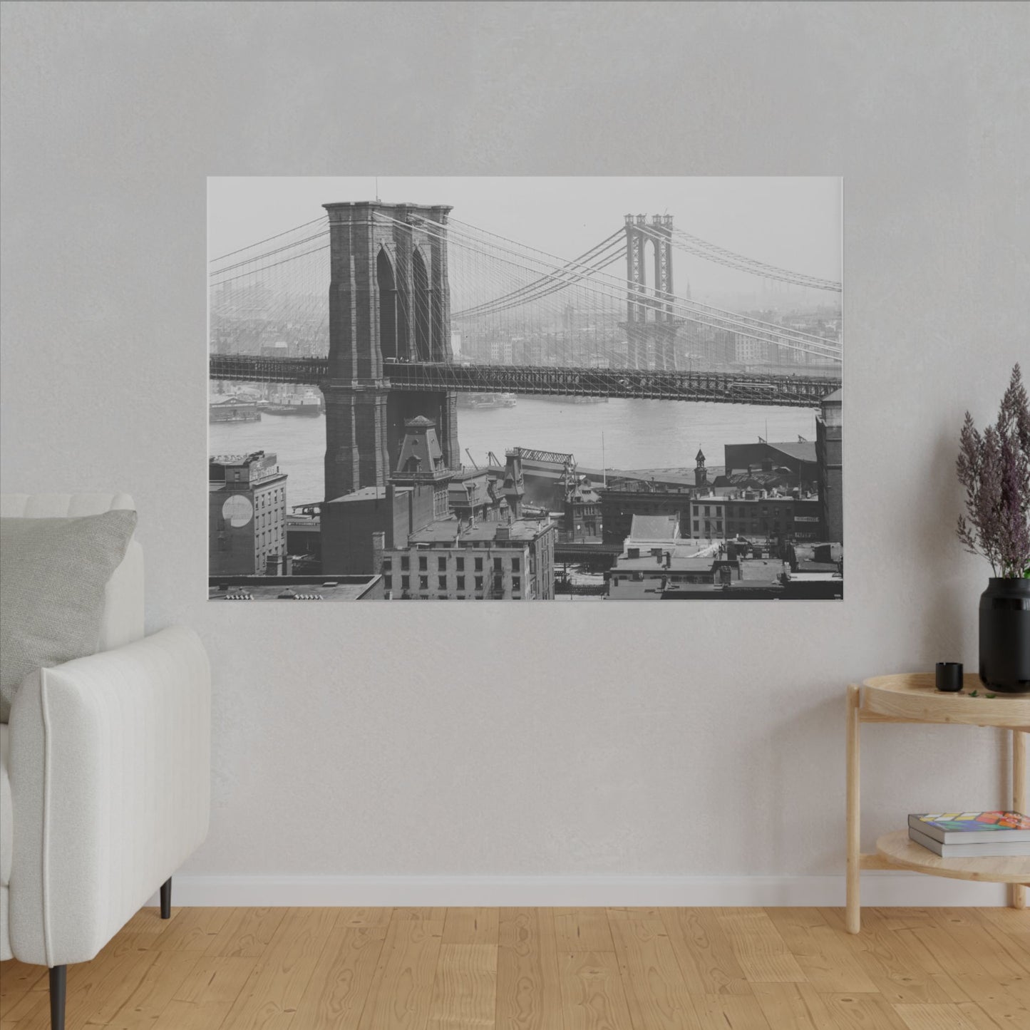 NYC Skyline with the Brooklyn Bridge Canvas Wall Art