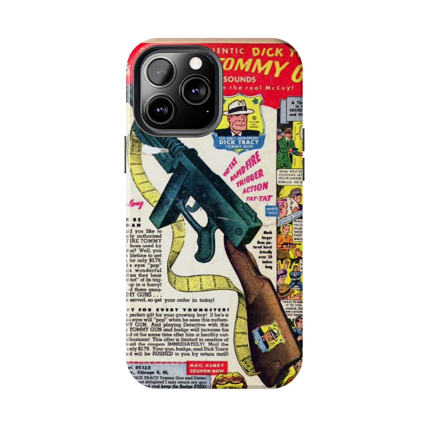 Dick Tracy Tommy Gun Vintage-Inspired Tough Phone Cases - Old School Male 