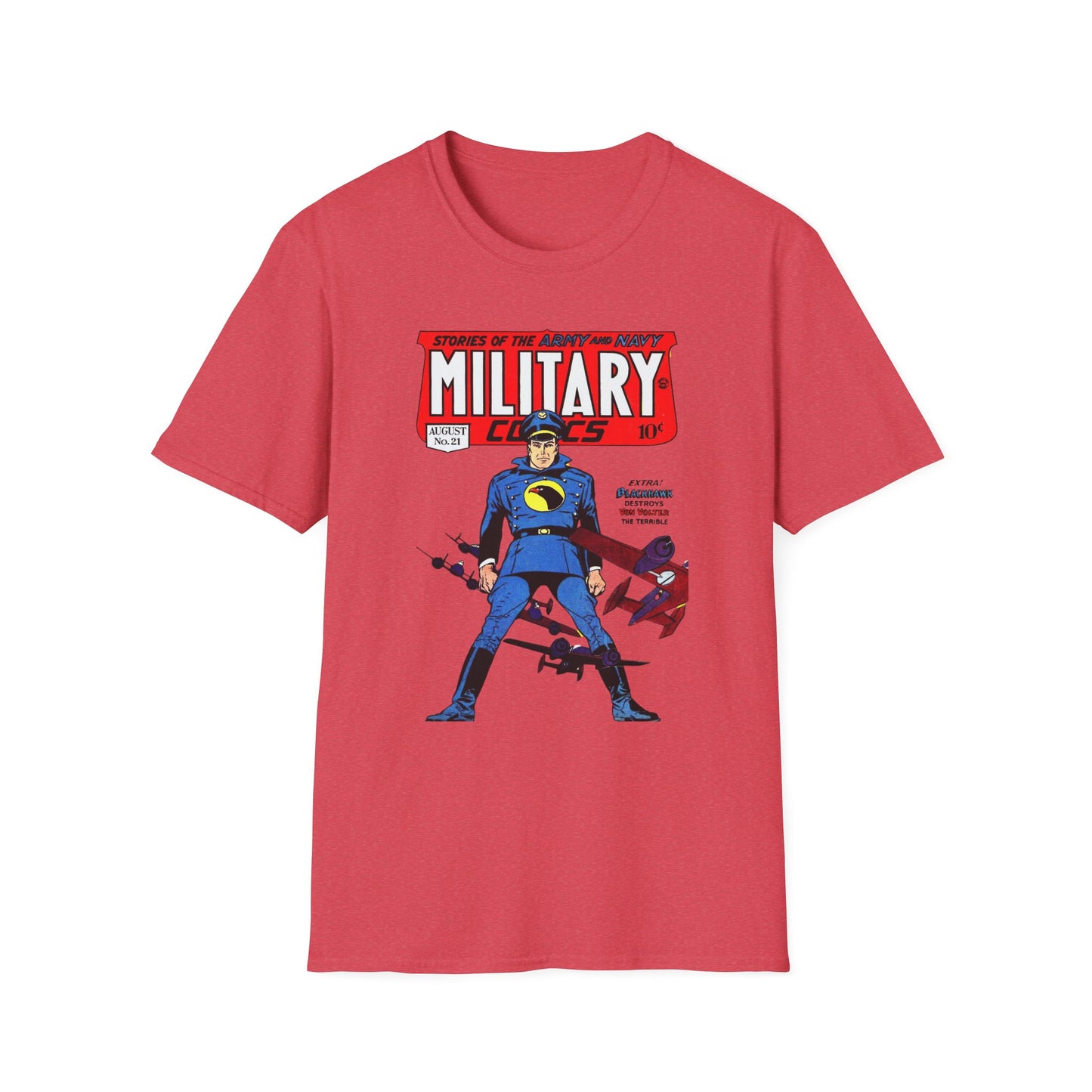 Vintage Military Comic Book Graphic Tee - 100% Cotton Retro T-Shirt for Comic Fans