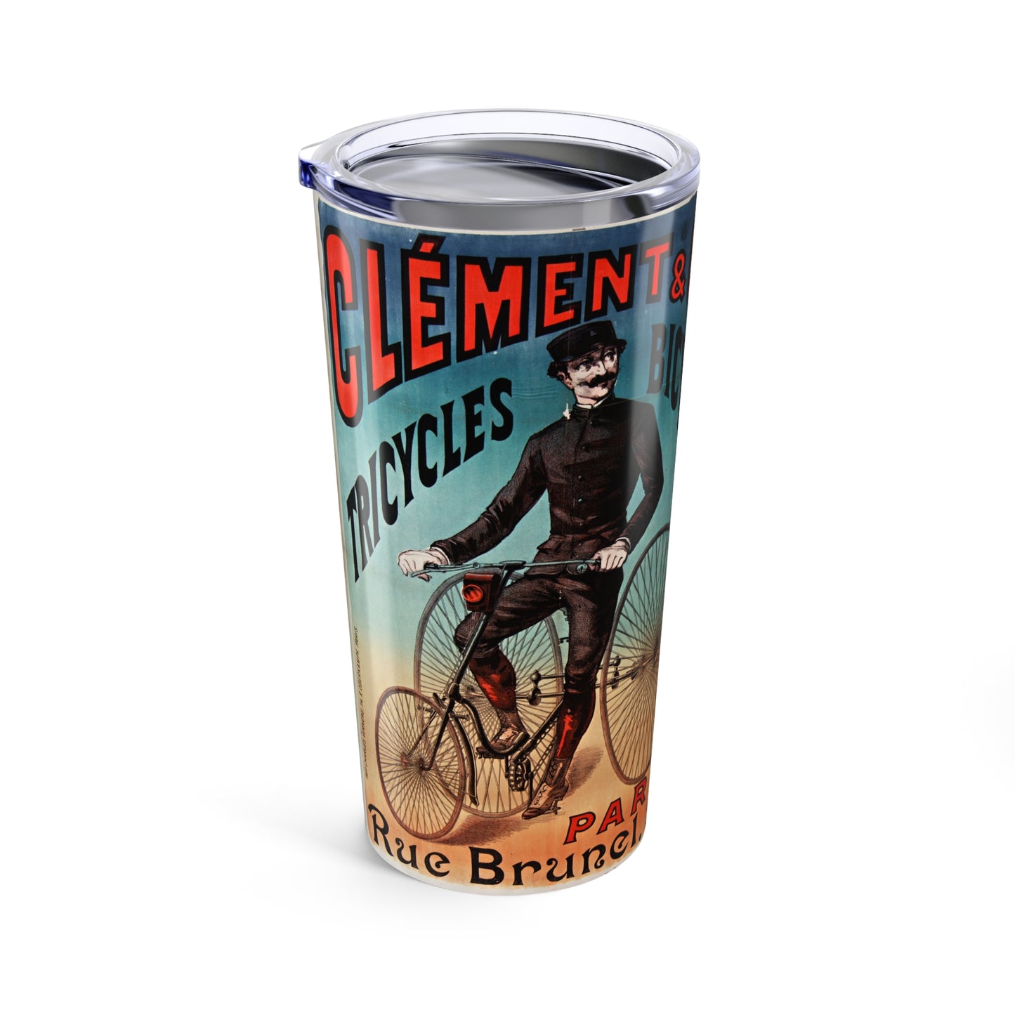 Vintage Bicycle Advertising Tumbler - 20oz Retro Drinkware - Old School Male 