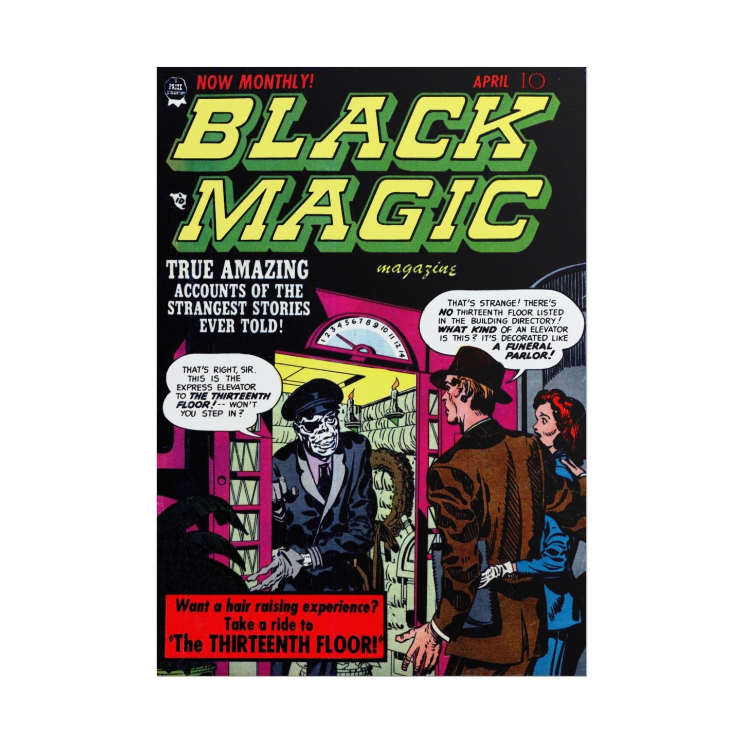 Retro Black Magic Comic Book Cover Poster - Old School Male 