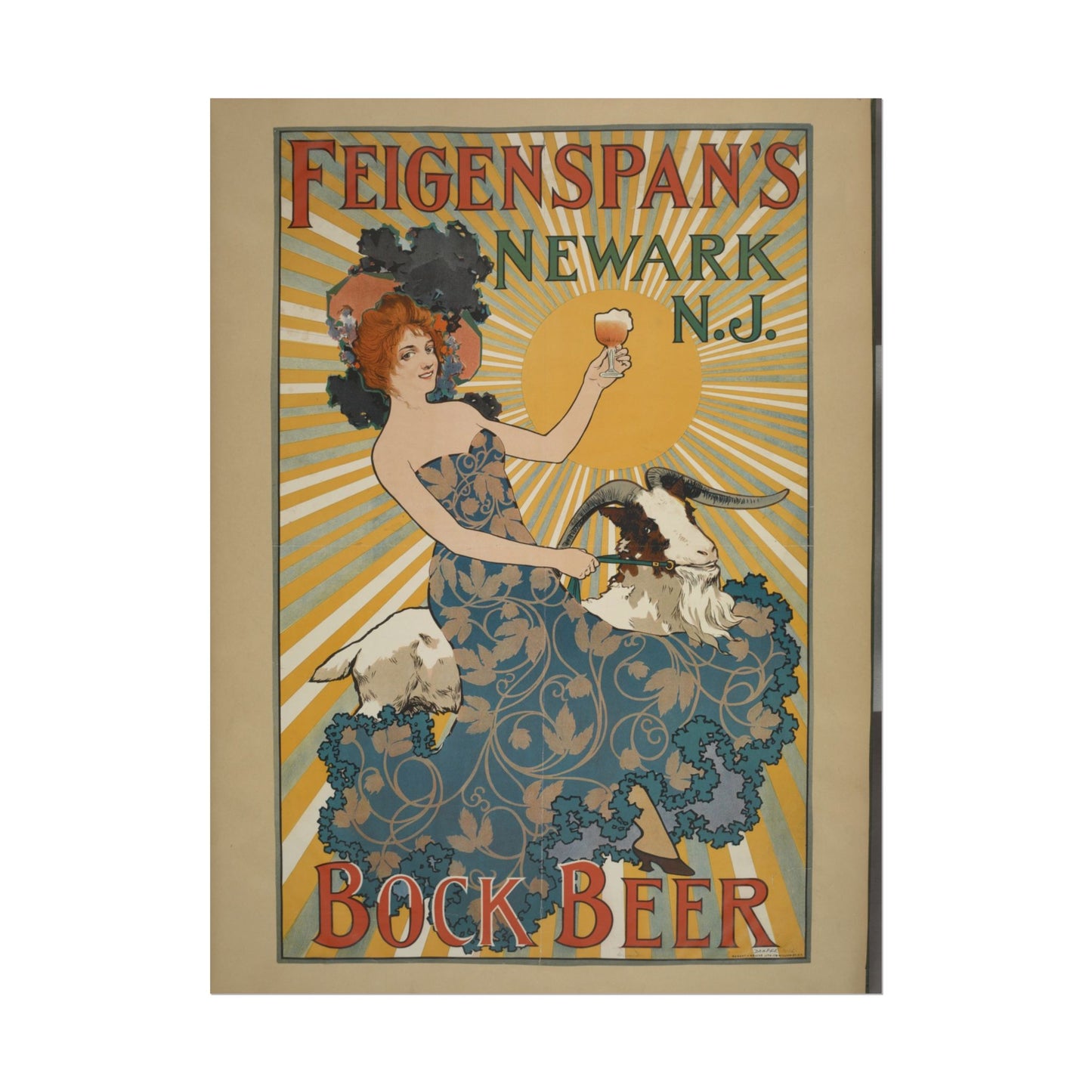 Feigenspan's Bock Beer Vintage Beer Ad Poster - Old School Male 