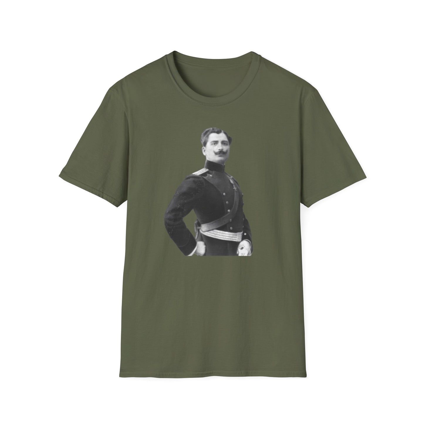 Retro Soldier with Mustache Unisex Softstyle Tee