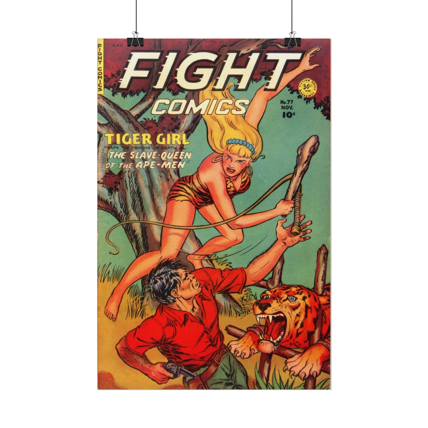 Vintage Fight Comics Rolled Poster - Old School Male 