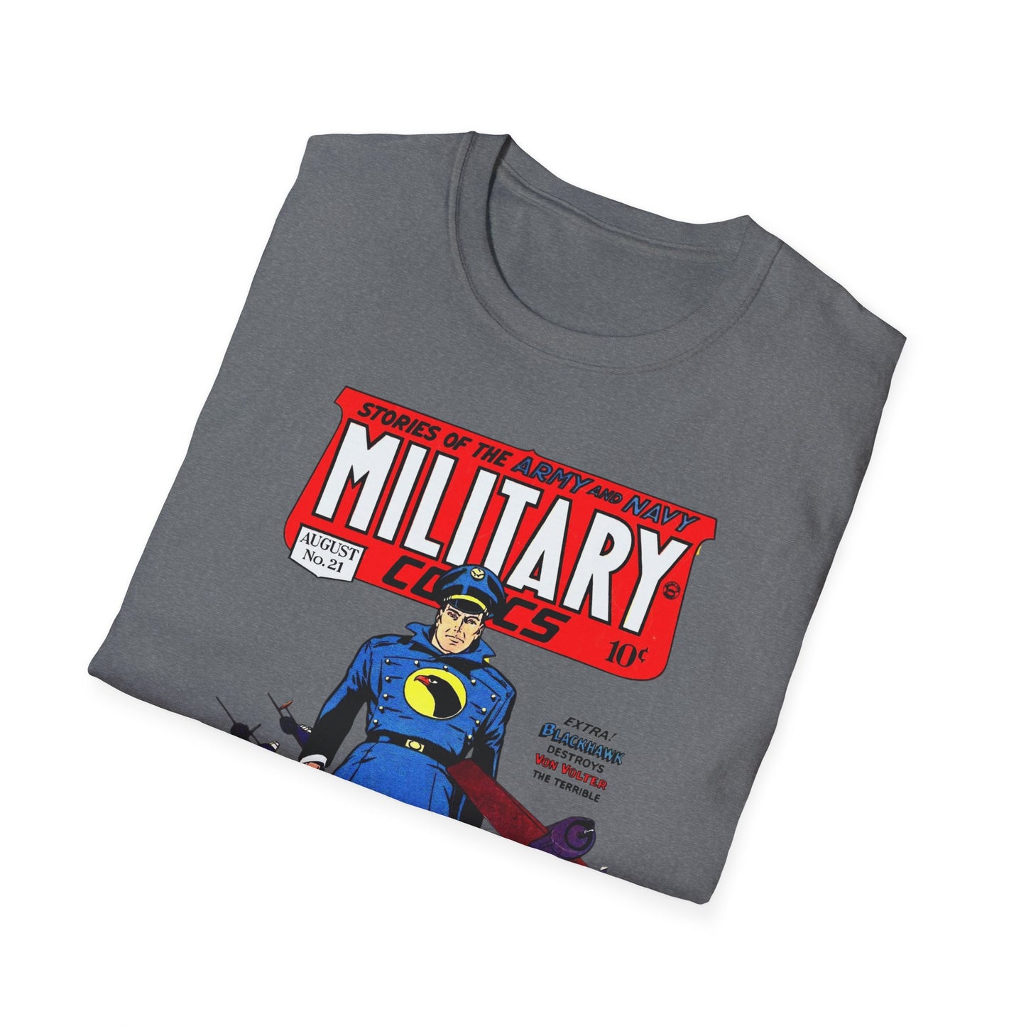 Vintage Military Comic Book Graphic Tee - 100% Cotton Retro T-Shirt for Comic Fans