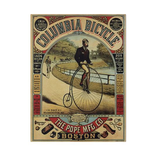 Wall Art Print, Vintage Columbia Bike Ad, Matte Canvas, Stretched, 0 75&quot;, Home Decor Poster, Retro Bicycle Illustration, Cycling Art - Old School Male 