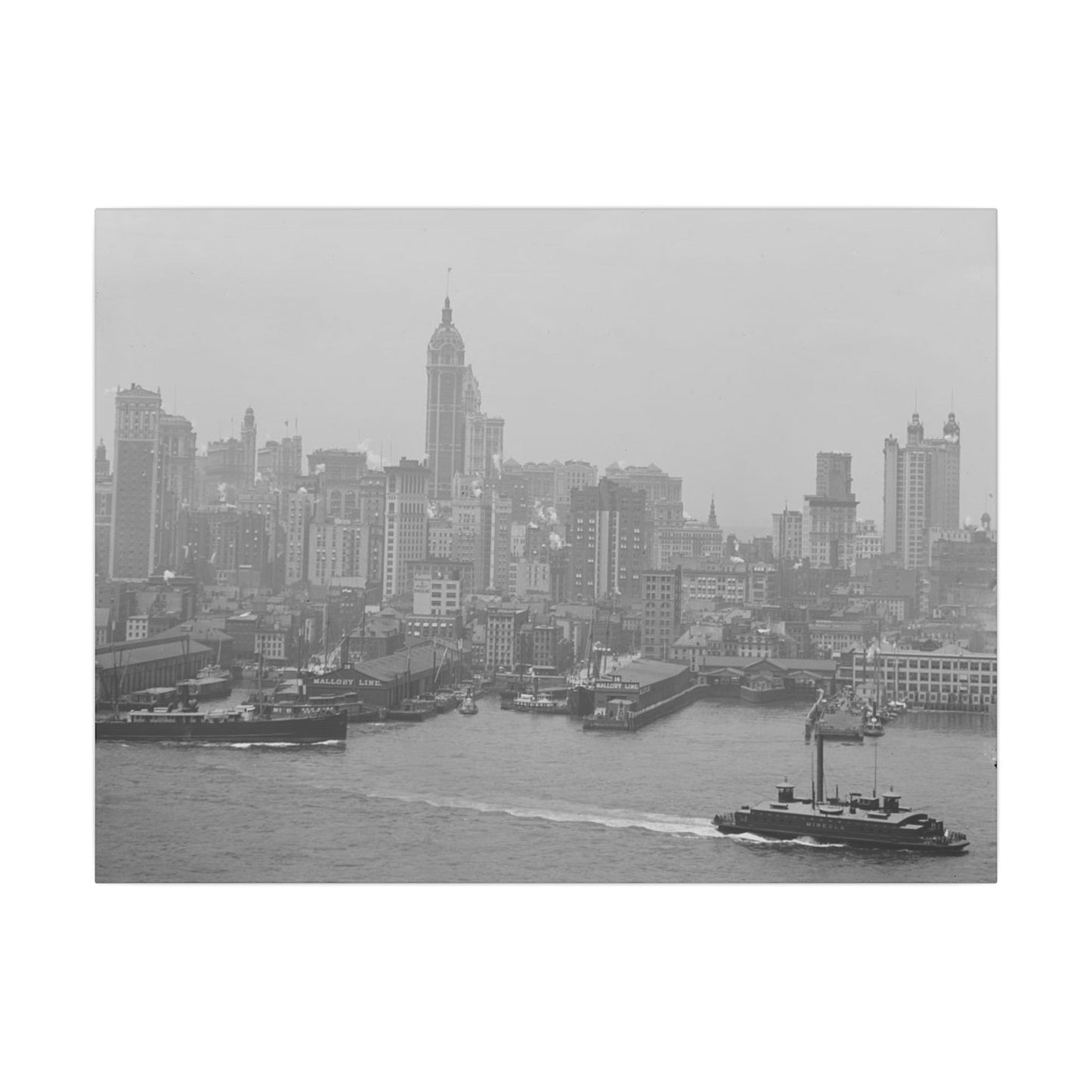 Vintage NYC Harbor Photo Canvas Print - Old School Male 