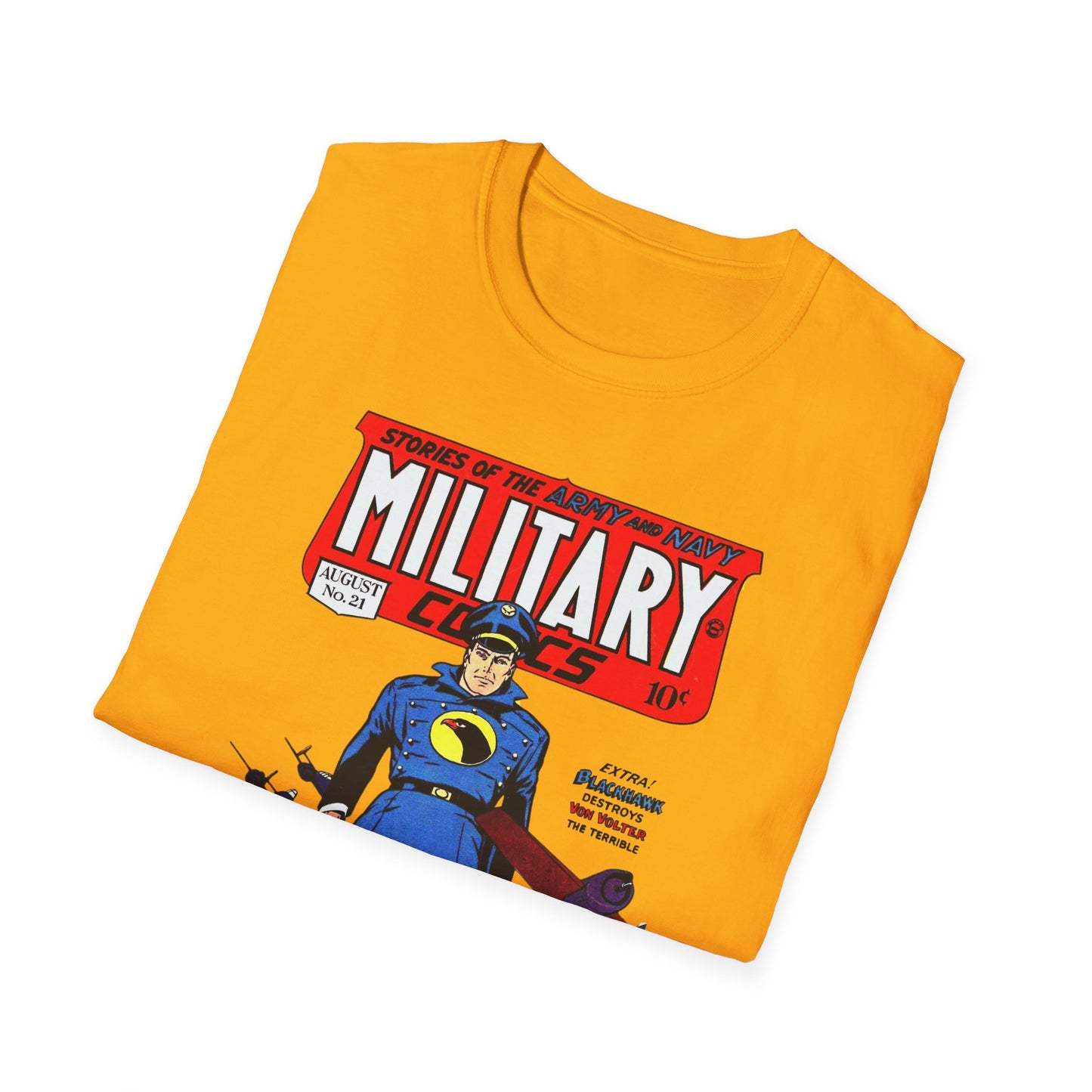 Vintage Military Comic Book Graphic Tee - 100% Cotton Retro T-Shirt for Comic Fans