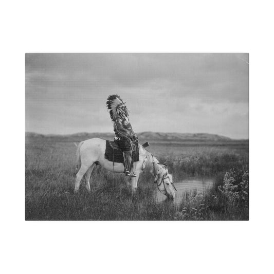 Native on Horseback Matte Canvas, Stretched, 0.75" - Old School Male 