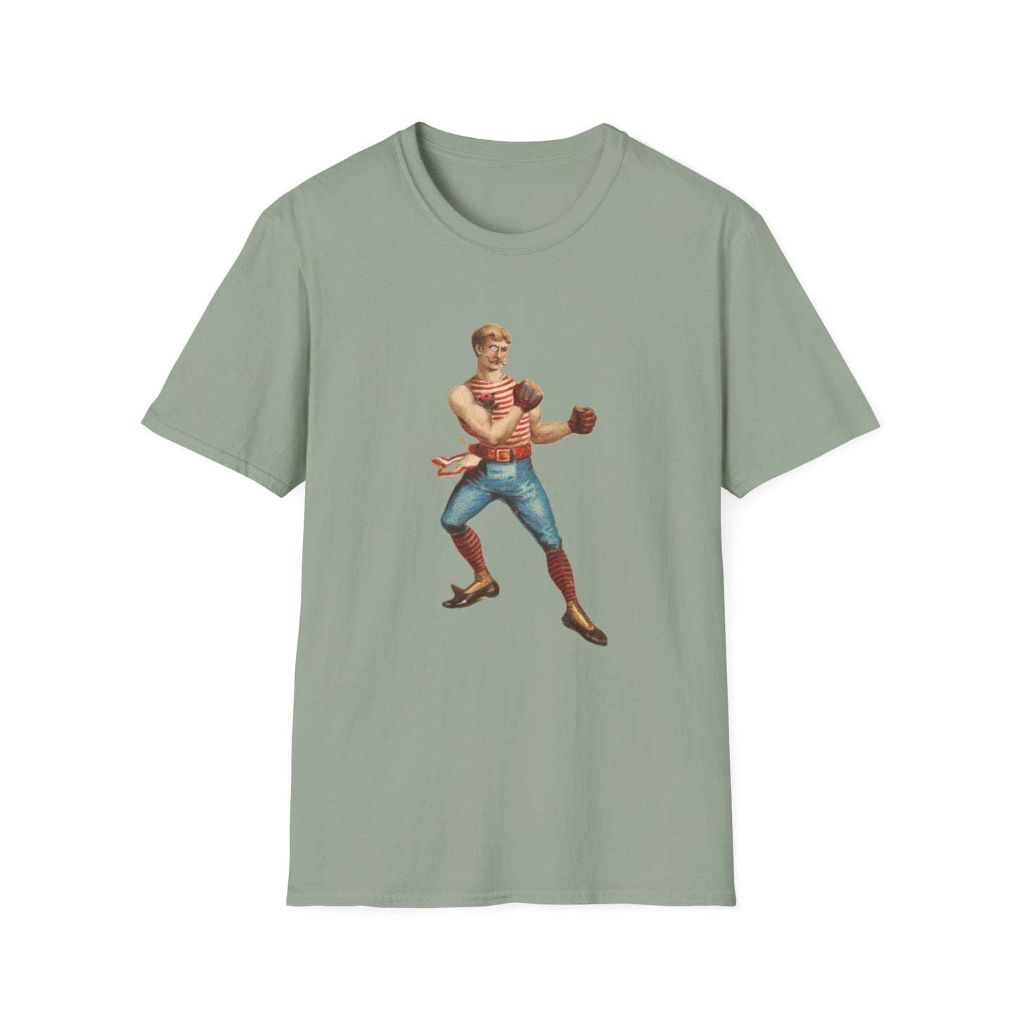 Vintage Boxer Pose Unisex Soft Cotton Tee - Old School Male 