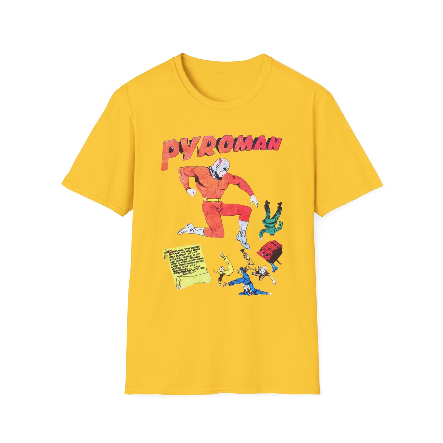 Retro Pyroman Comic Character T-Shirt - 100% Cotton, Classic Fit, Perfect for Comic Fans