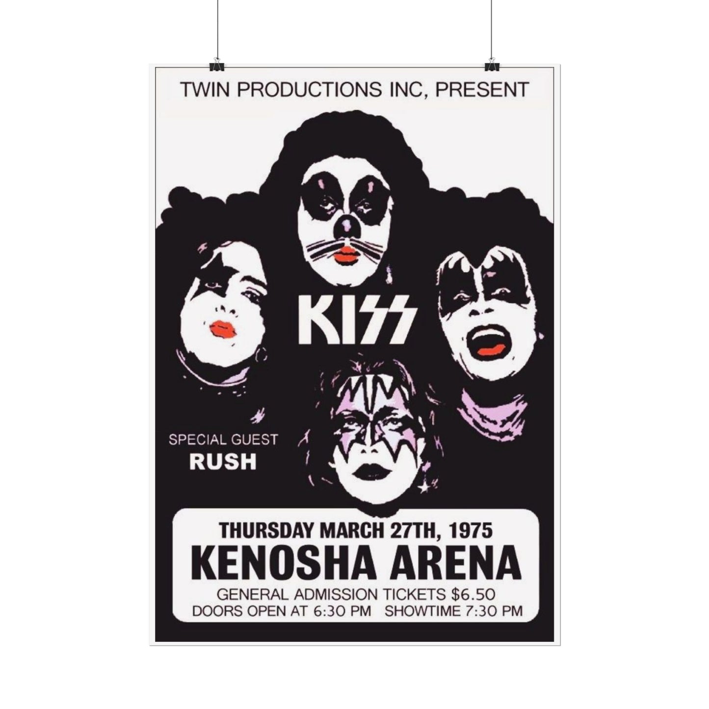 Retro Kiss Concert with Opener Rush at the Kenosha Arena Poster Print