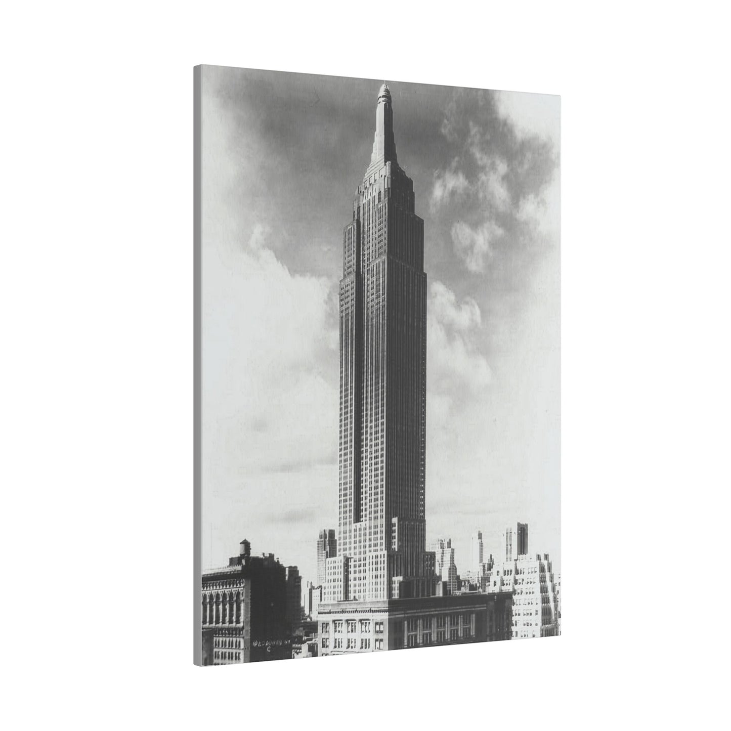 Classic Monochrome Canvas Print of the Iconic Empire State Building - Stretched Matte Art (Multiple Sizes Available) - Old School Male 