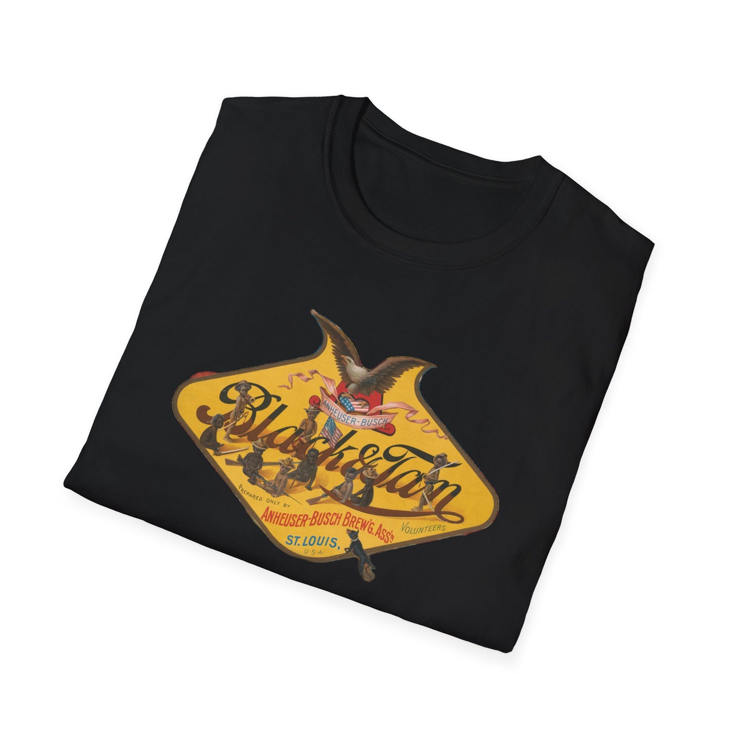 Retro Black and Tan Advertisement Tee - Old School Male 