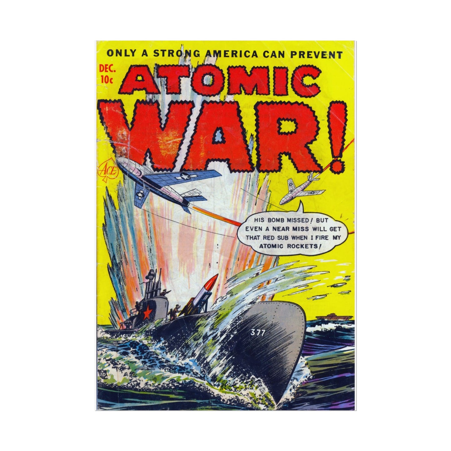 Retro Atomic War Comic Book Cover Poster - Old School Male 