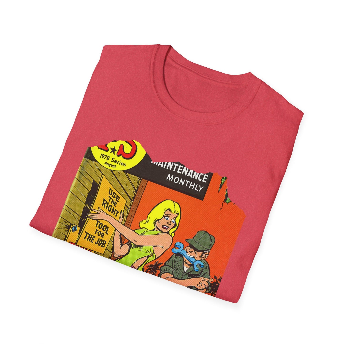 Vintage Military-Inspired Comic Art Unisex Softstyle Tee