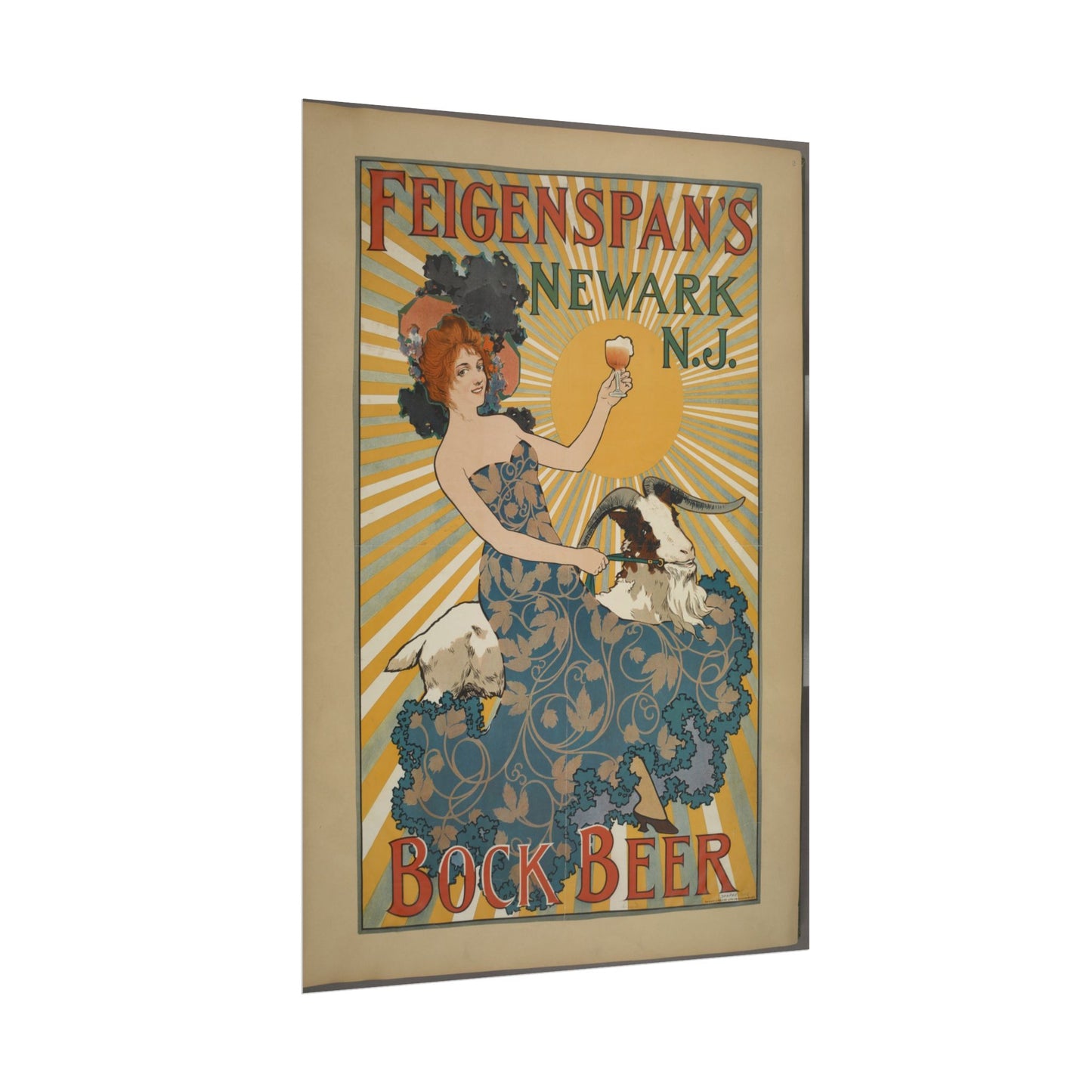 Feigenspan's Bock Beer Vintage Beer Ad Poster