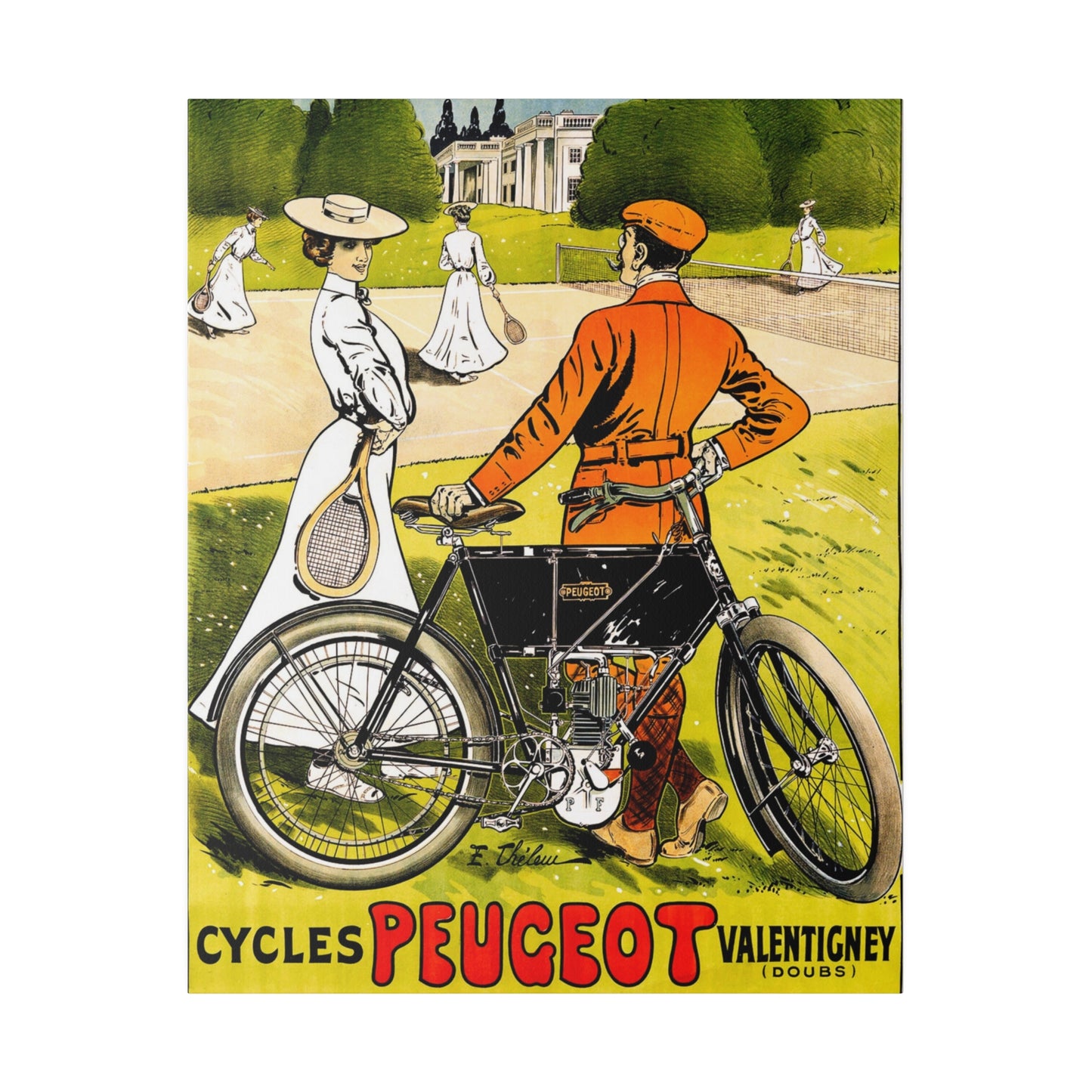 Vintage Peugeot Bicycle Ad Canvas Print - Old School Male 