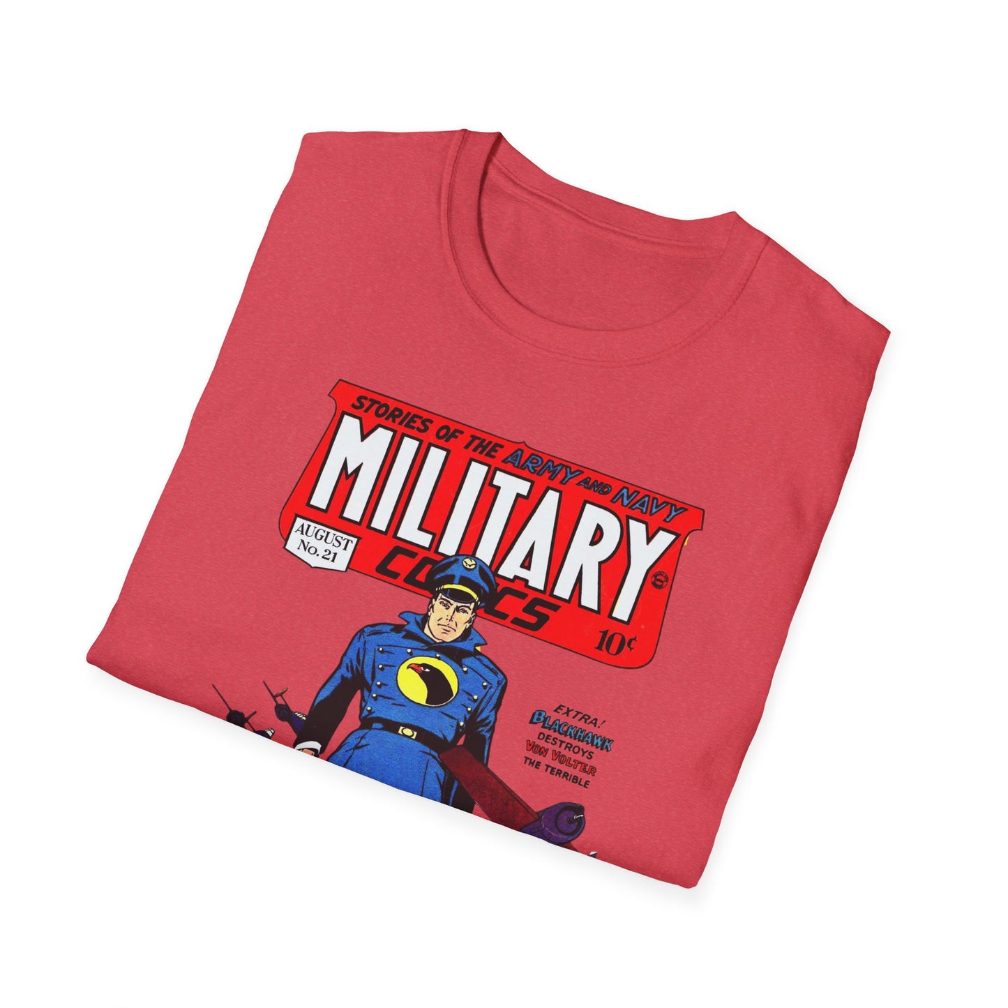 Vintage Military Comic Book Graphic Tee - 100% Cotton Retro T-Shirt for Comic Fans