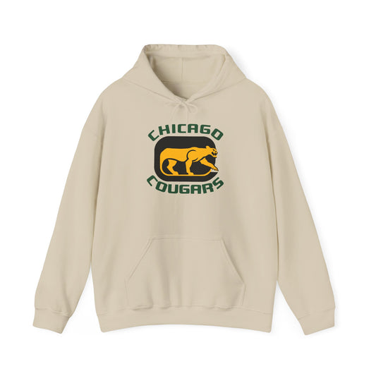 Chicago Cougars Unisex Hooded Sweatshirt - Heavy Blend, Soft Cozy, Kangaroo Pocket, Ethical Cotton