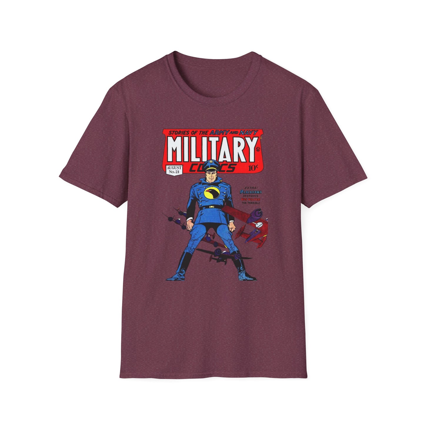 Vintage Military Comic Book Graphic Tee - 100% Cotton Retro T-Shirt for Comic Fans