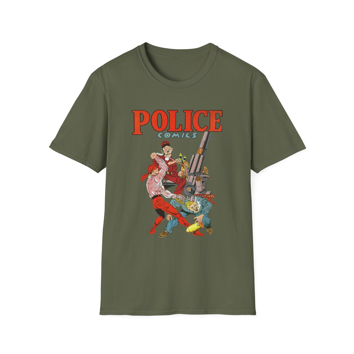 Vintage Retro Police Comics T-Shirt - 100% Cotton, Eco-Friendly, Perfect for Comic Fans