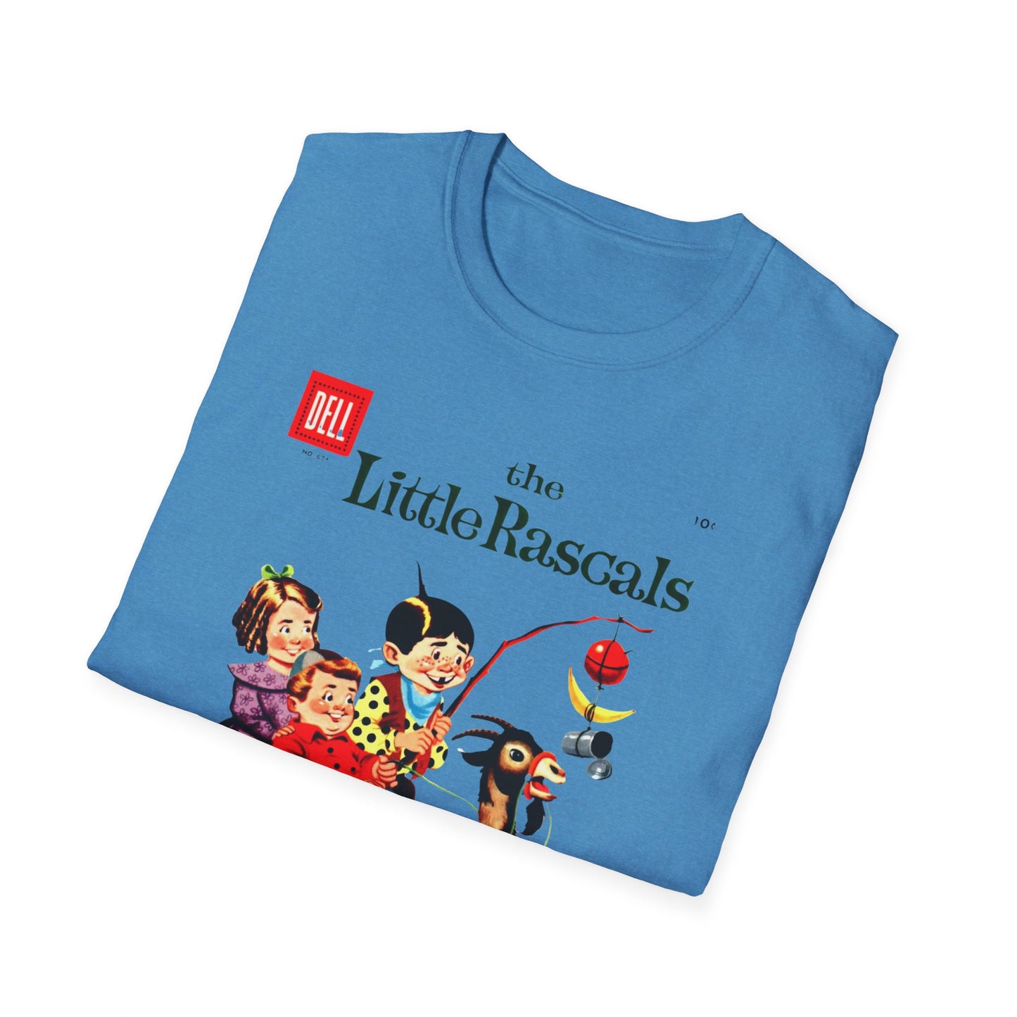 Back view of Vintage Little Rascals T-Shirt in soft lavender, emphasizing its casual fit. This playful vintage comic t-shirt is perfect for any laid-back day out!