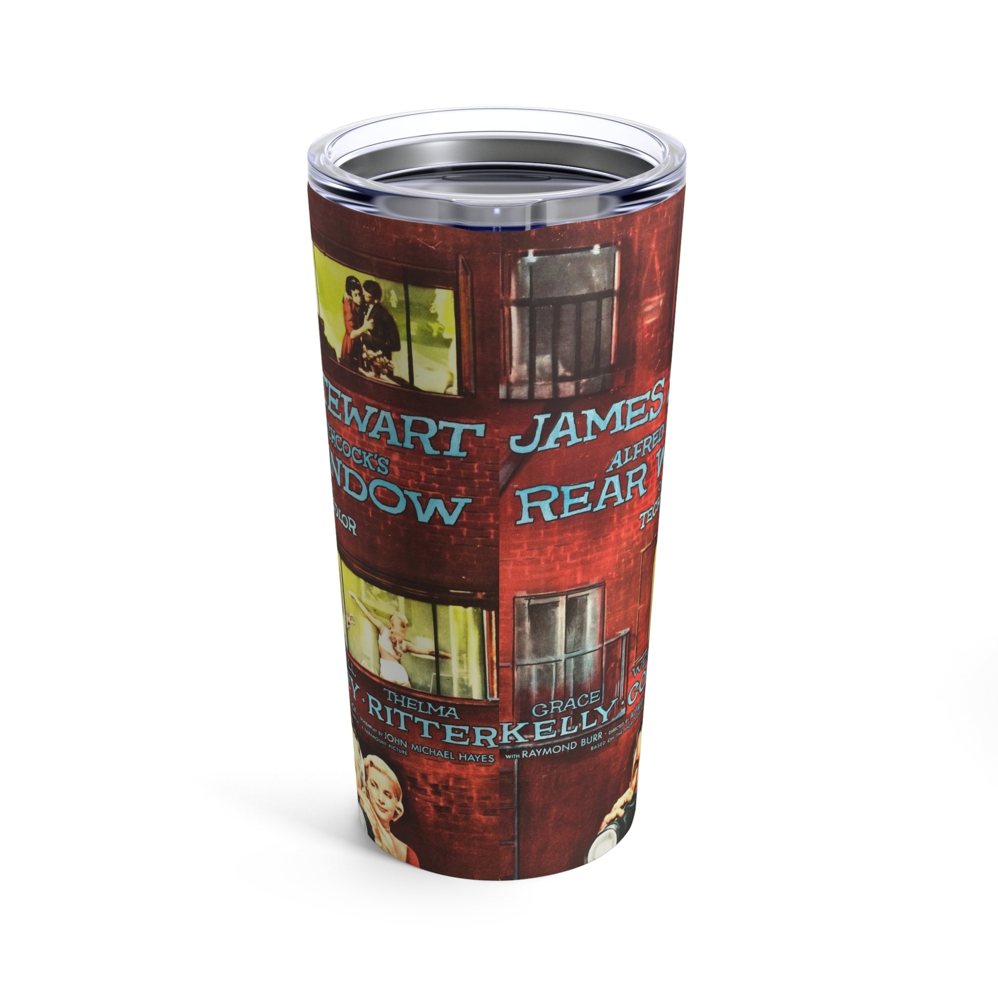 Hitchcock-Inspired 20oz Insulated Tumbler with Rear Window Film Design - Old School Male 