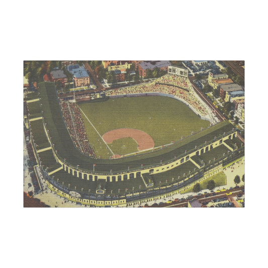 Vintage Wrigley Field Canvas Art Print for Baseball Enthusiasts