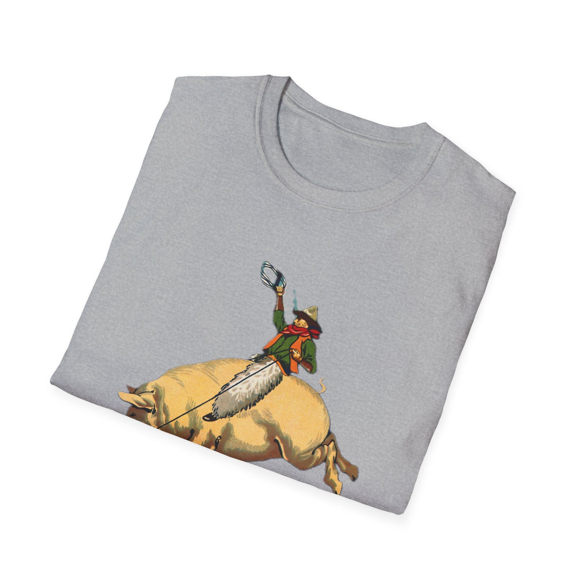 Whimsical Cowboy Pig Graphic Tee - Unisex T-Shirt - Old School Male 